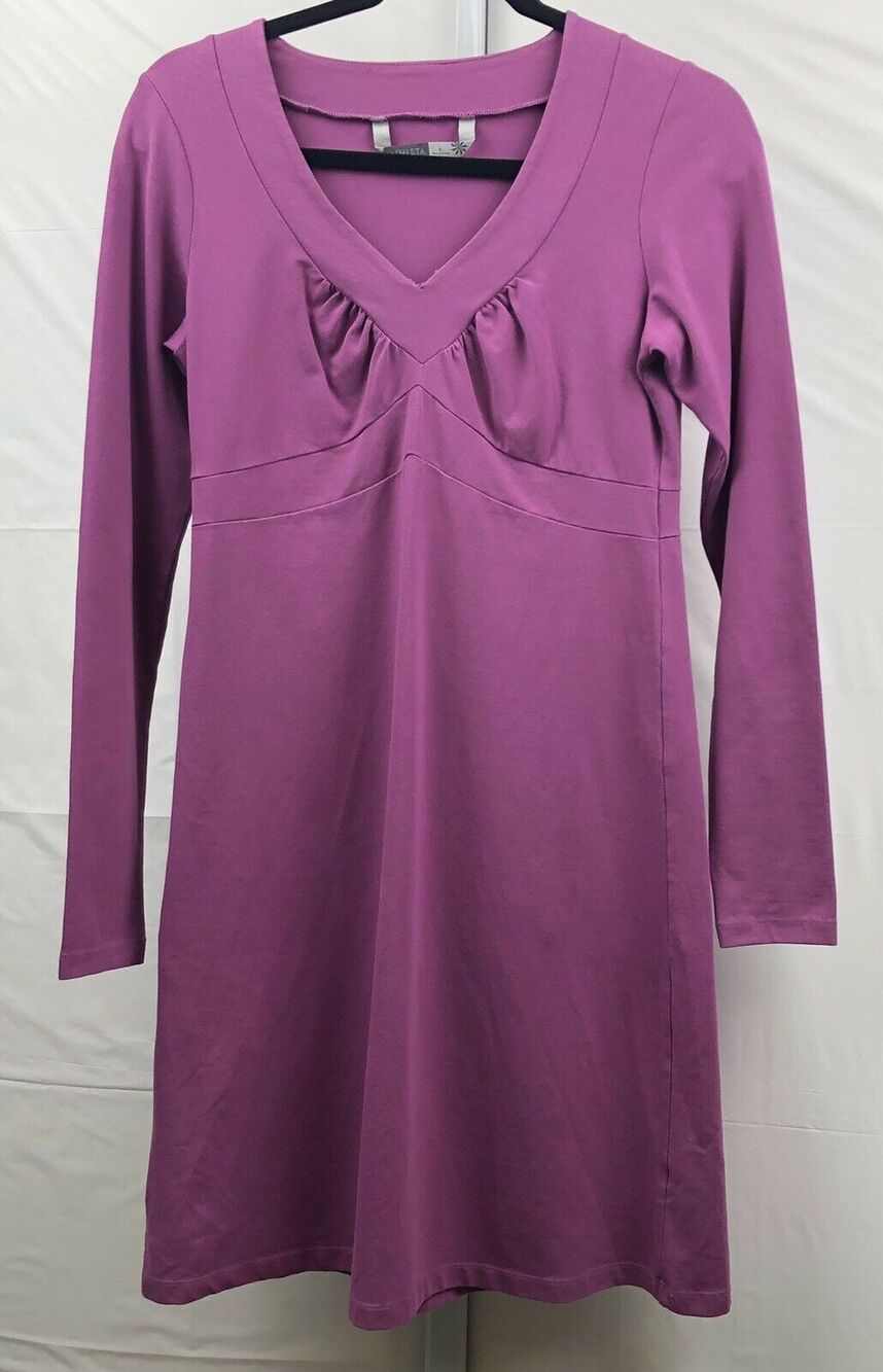 Athleta Senorita Dress Women S Purple Stretch Long Sleeve A-Line Empire Waist